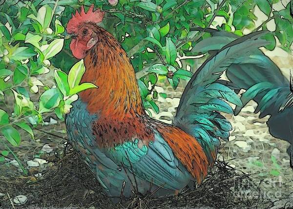 Rooster Poster featuring the photograph Runaway Rooster by Carol Groenen