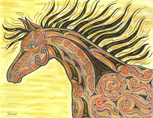Horse Poster featuring the painting Running Wild Horse by Susie WEBER