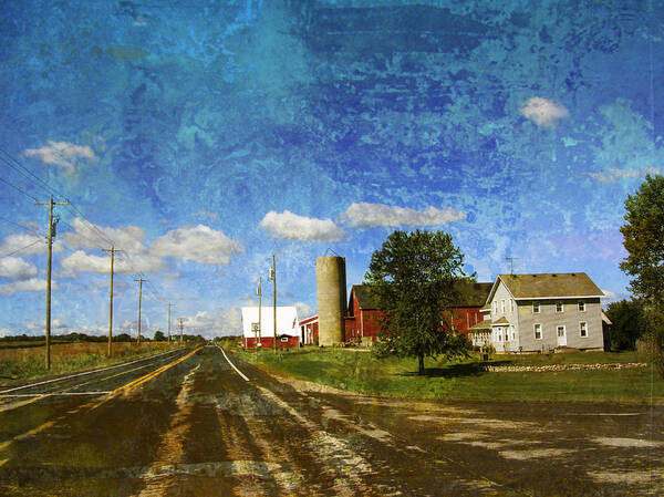 Wisconsin Poster featuring the digital art Rural WI Road w texture by Anita Burgermeister