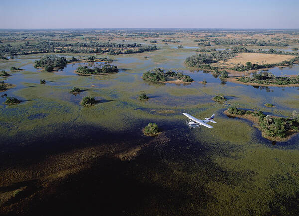 Feb0514 Poster featuring the photograph Safari Airplane Flying Over Okavango by Konrad Wothe