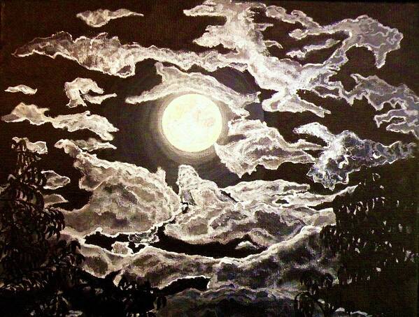 Moonlight Poster featuring the painting San Diego Moonlight by Victoria Rhodehouse