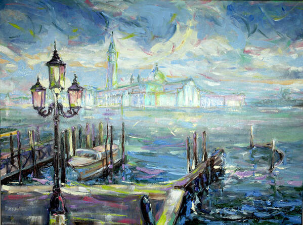 Venice Poster featuring the painting San Giorgio Maggiore in Sky Blue by Zofia Kijak