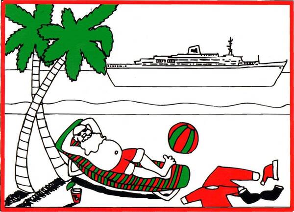 Santa Poster featuring the painting Santa On Vacation by Genevieve Esson