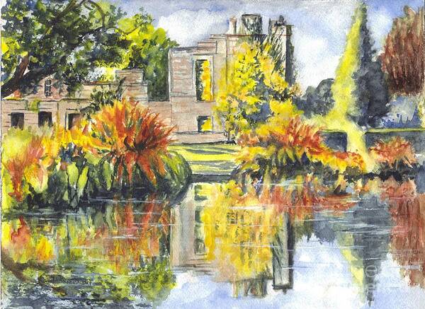 Hand Painted Poster featuring the painting Scotney Castle Ruins Kent England by Carol Wisniewski