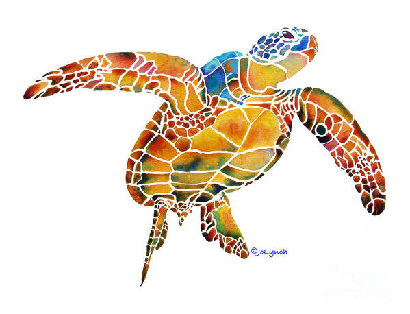 Sea Turtle Poster featuring the painting Sea Turtle Gentle Giant 2 by Jo Lynch