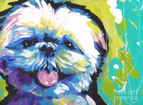 Shih Tzu Poster featuring the painting Shitzy Smile by Lea S