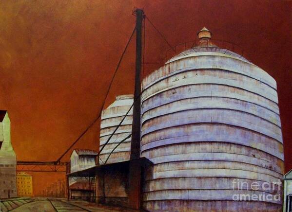 Silo Poster featuring the painting Silos With Sienna Sky by Susan Williams