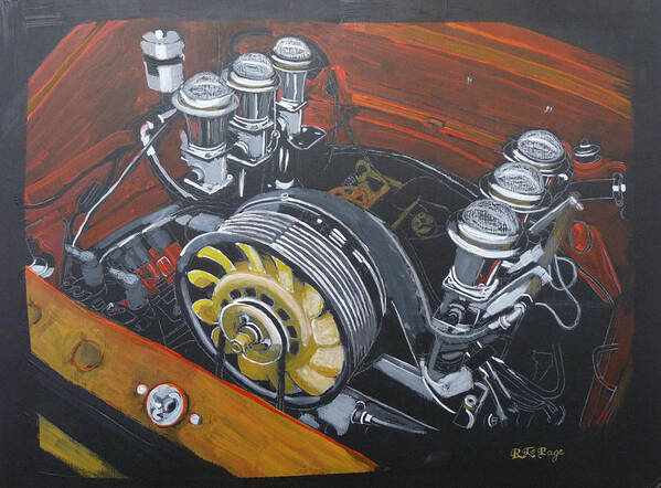 Singer Poster featuring the painting Singer Porsche Engine by Richard Le Page