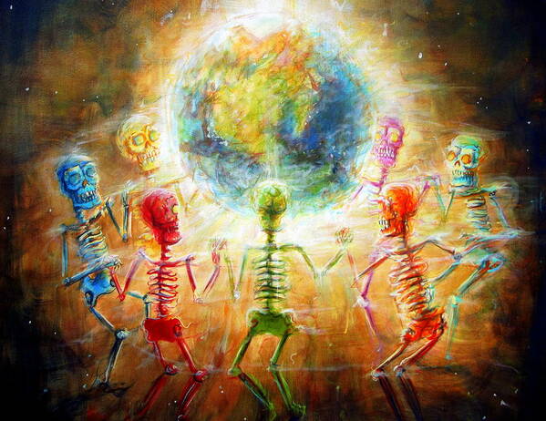Day Of The Dead Poster featuring the painting Skeleton Peace Ring by Heather Calderon
