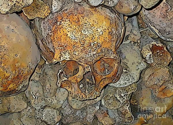 Paris Catacombs Poster featuring the painting Skull One by John Malone