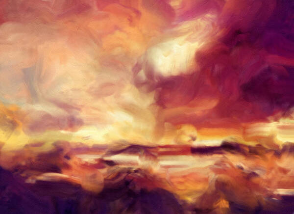 Abstract Poster featuring the painting Sky Fire Abstract Realism by Georgiana Romanovna