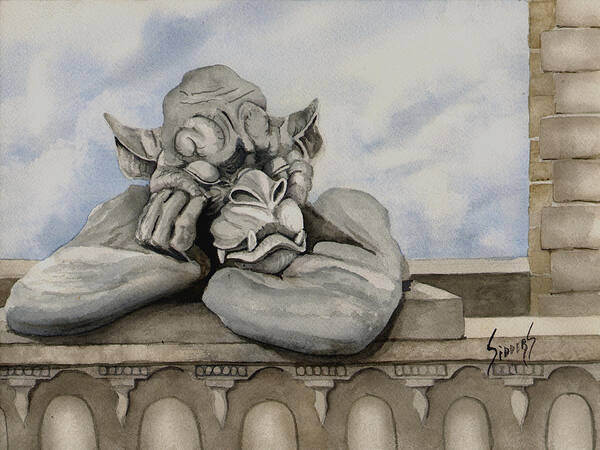 Gargoyle Poster featuring the painting Sleepy by Sam Sidders