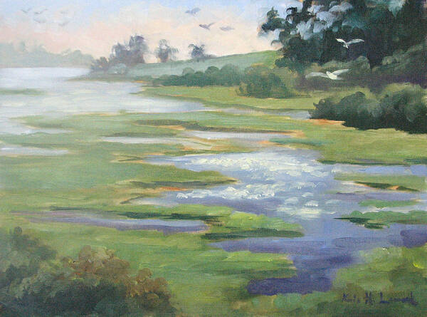 Watsonville Poster featuring the painting Slough Serenity by Karin Leonard