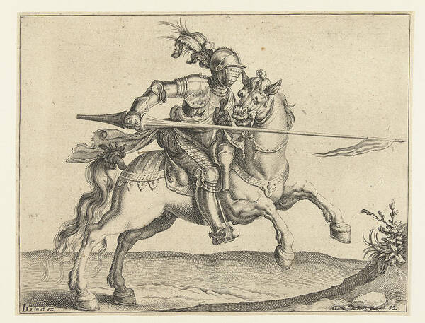 Warfare Poster featuring the drawing Spear Rider, Offensive Right, Jacob De Gheyn II by Jacob De Gheyn (ii)