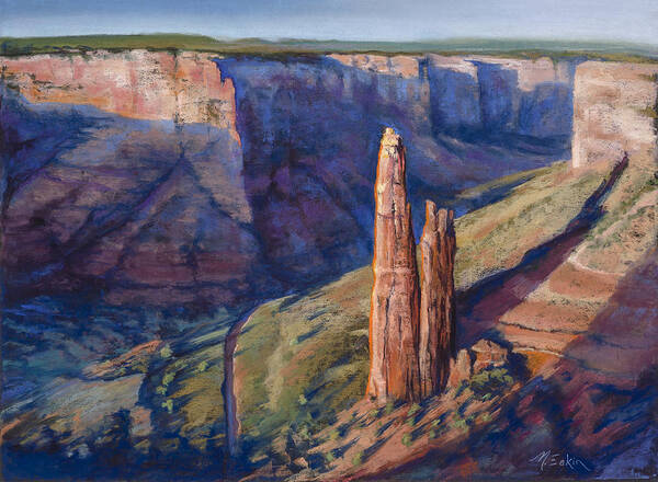 Spider Rock Poster featuring the painting Spider Rock Canyon de Chelly AZ by Marjie Eakin-Petty