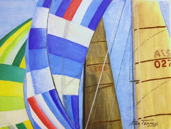 Boats Poster featuring the painting Spinnakers by Stan Tenney