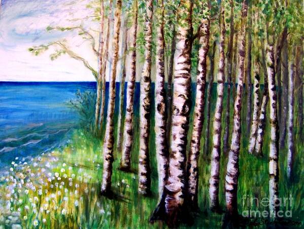 Oil Painting Poster featuring the painting Spring Birch by Deb Stroh-Larson