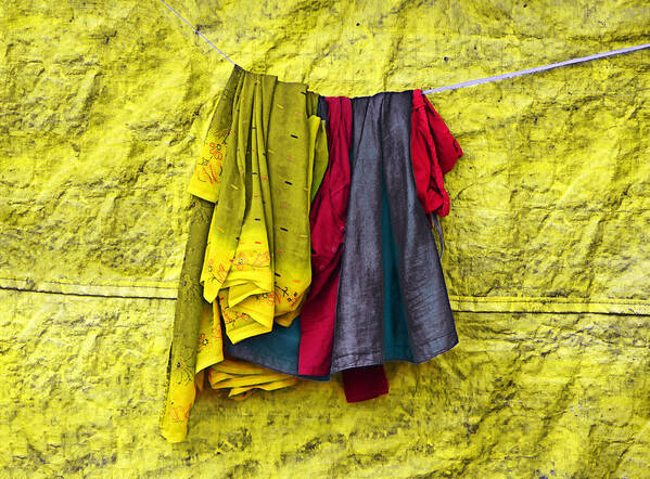 Minimalist Photography Poster featuring the photograph Clothes drying on a clotheslines - Minimalist Photography by Prakash Ghai