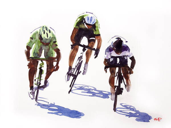 Le Tour De France Poster featuring the painting Sprinter's Effort by Shirley Peters