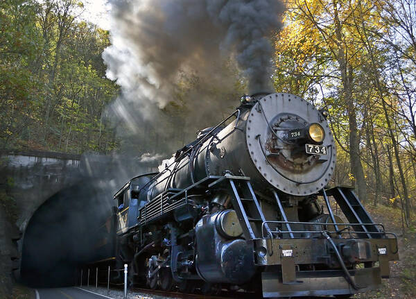 Train Poster featuring the photograph Steam Locomotive Train on the Western Maryland Scenic Railroad by Brendan Reals