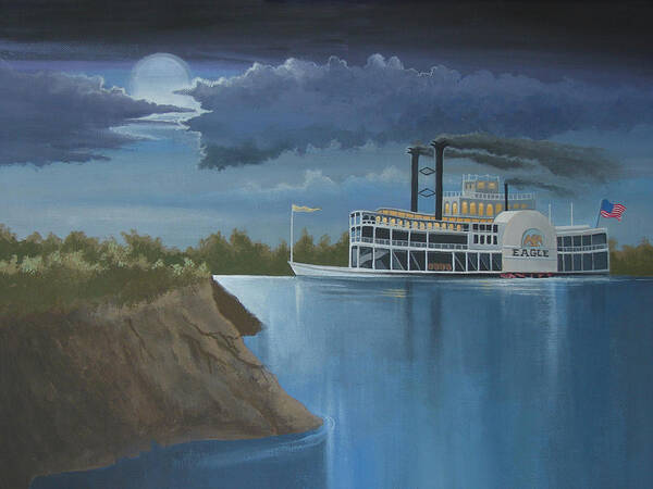 Steamboat Poster featuring the painting Steamboat on the Mississippi by Stuart Swartz