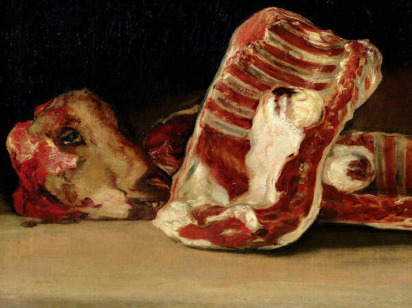 Mutton Poster featuring the painting Still Life of Sheep's Ribs and Head by Francisco Goya