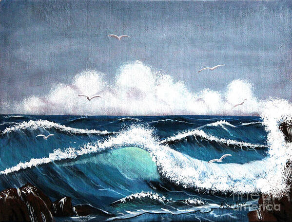 Storm At Sea Poster featuring the painting Storm at Sea by Barbara A Griffin
