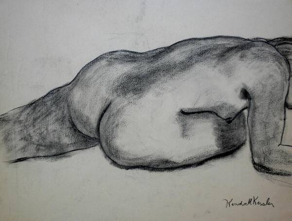Nude Poster featuring the drawing Strength by Kendall Kessler