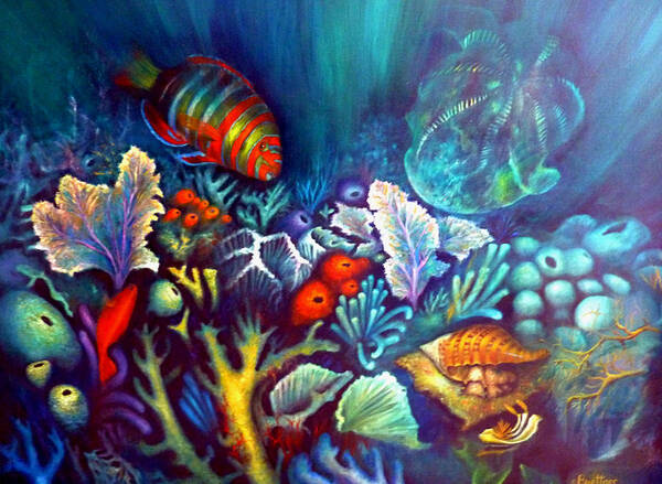 Fish Poster featuring the painting Striped Fish by Lynn Buettner