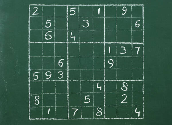 Mathematics Poster featuring the photograph Sudoku on a Chalkboard by Chevy Fleet