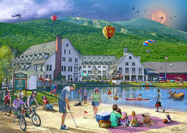 Waterville Valley New Hampshire Poster featuring the digital art Summer in Waterville Valley by Nancy Griswold