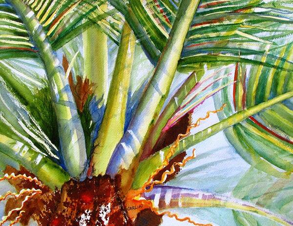 Palm Poster featuring the painting Sunlit Palm Fronds by Carlin Blahnik CarlinArtWatercolor