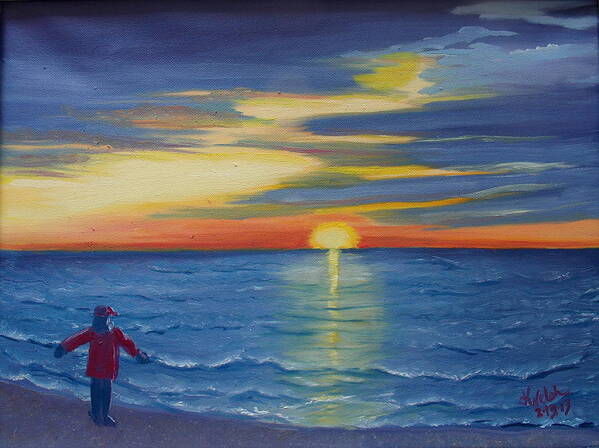 Sunset Poster featuring the painting Sunset Bay by Kathern Ware