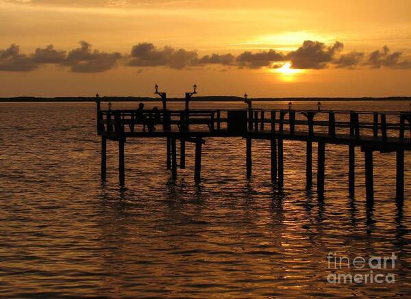 Florida Poster featuring the photograph Sunset On The Dock by Peggy Hughes