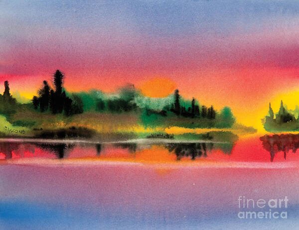 Watercolor Poster featuring the painting Sunset by Teresa Ascone