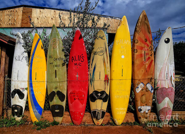 Surf Poster featuring the photograph Surf Board Fence Maui Hawaii by Edward Fielding