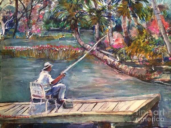 Landscape Poster featuring the painting King Bay Crystal River by Harold Ellison