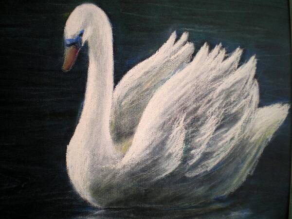 Swan Poster featuring the pastel Swan II by Nieve Andrea 