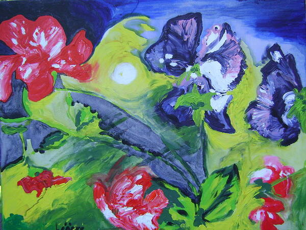 Sweet Peas Poster featuring the painting Sweet Peas by Therese Legere