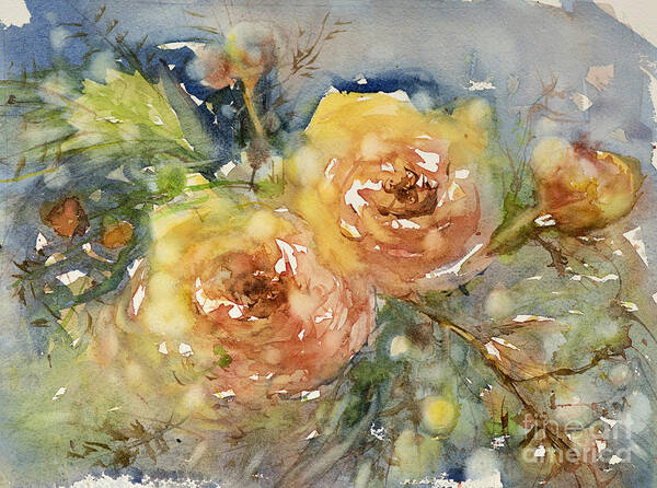 Rose Poster featuring the painting Tea Roses by Judith Levins