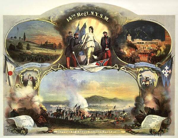 The 14th Regiment New York State Militia Poster featuring the digital art The 14th Regiment New York State Militia by Unknown