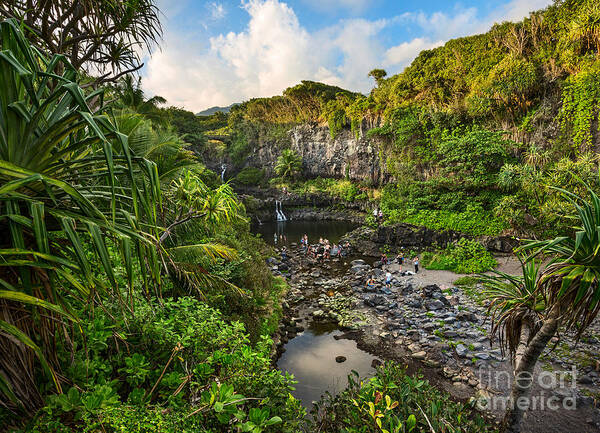 Seven Sacred Pools Poster featuring the photograph The beautiful scene of the Seven Sacred Pools of Maui. by Jamie Pham