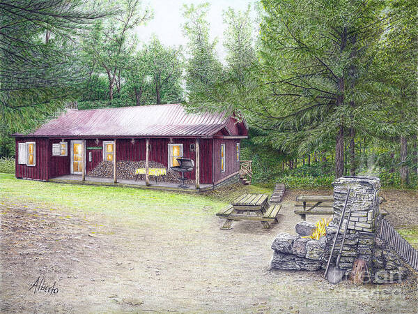 Tionesta Poster featuring the painting The Cabin in the Woods by Albert Puskaric