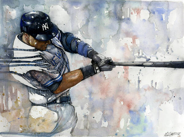 Derek Jeter Poster featuring the painting The Captain Derek Jeter by Michael Pattison