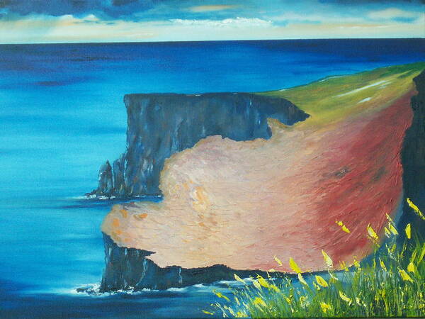 Ireland Poster featuring the painting The cliffs of Moher Ireland by Conor Murphy