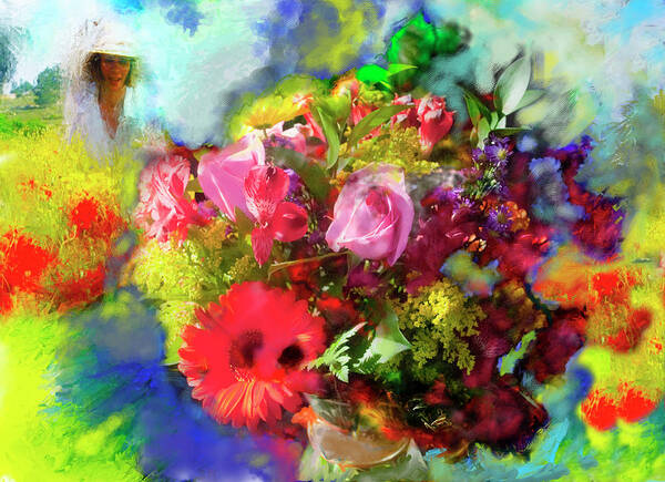 Floral Art Paintings Poster featuring the painting The Florist by Ted Azriel