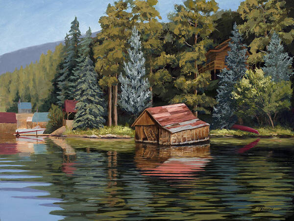 Water Poster featuring the painting The Grand Boathouse II by Mary Giacomini