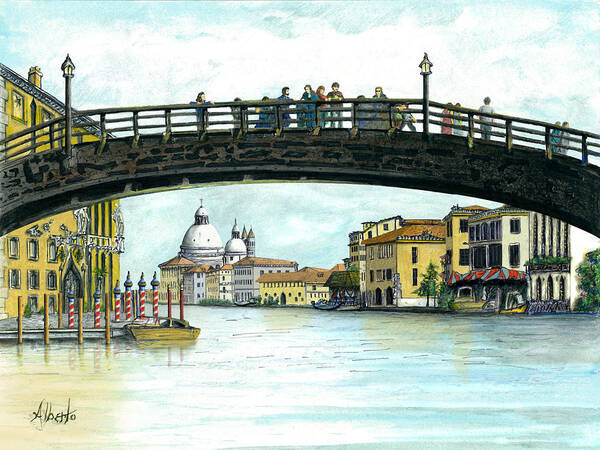 Venice Poster featuring the painting The Grand Canal Venice Italy by Albert Puskaric