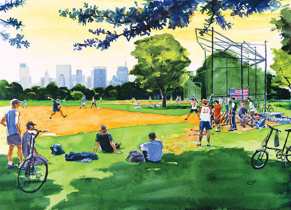 The Great Lawn Central Park Poster featuring the painting The Great Lawn by Clifford Faust