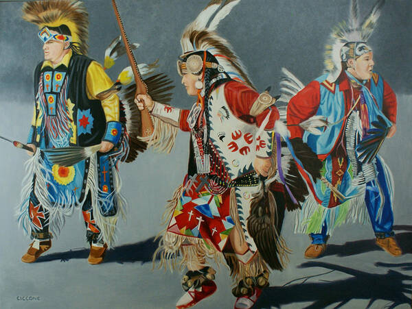 Native American Poster featuring the painting The Hunt by Jill Ciccone Pike